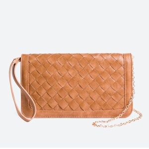 Woven Faux Leather Crossbody Clutch
